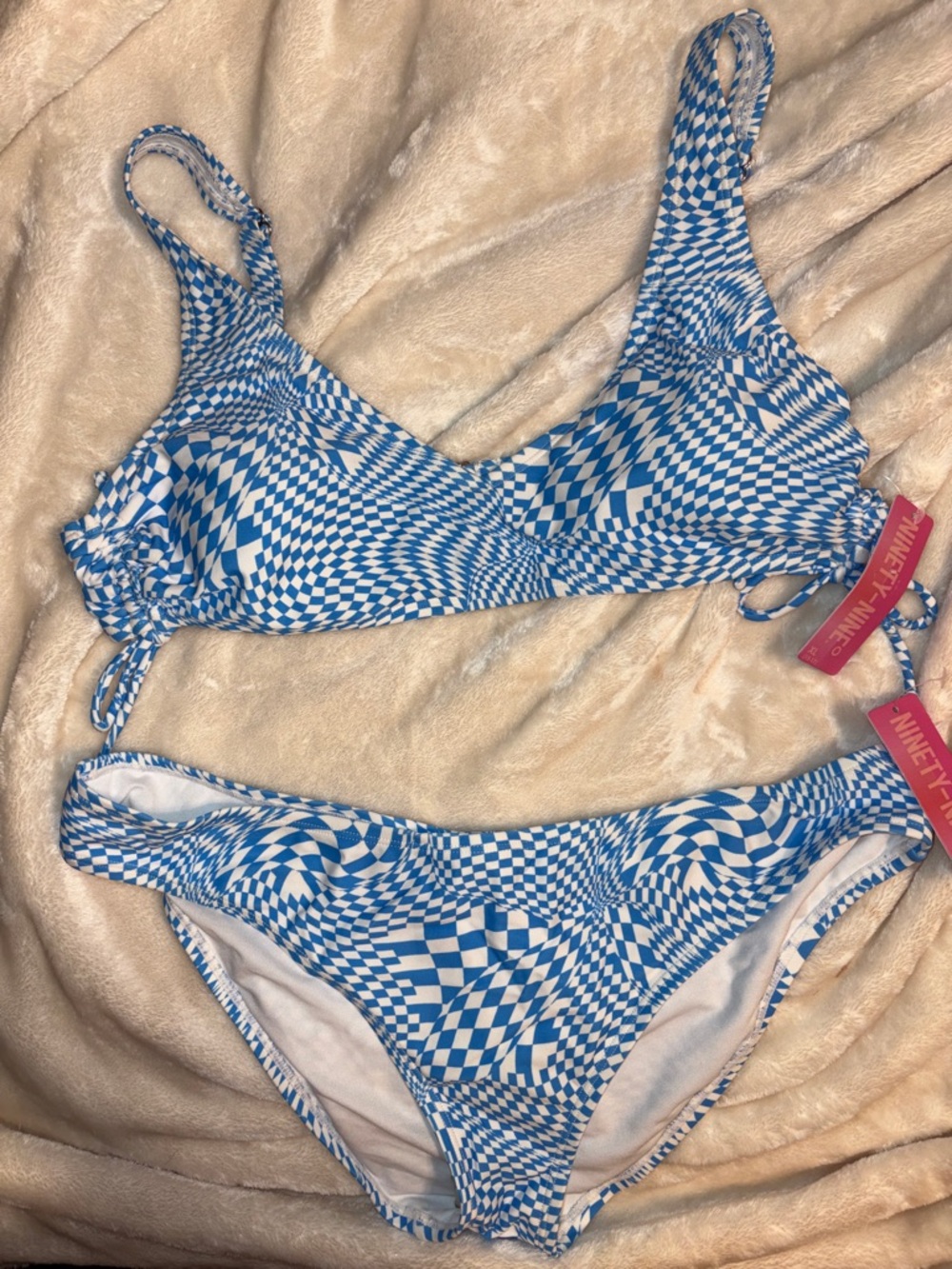 Ninety -nine  Blue Optical-Print Bikini Set